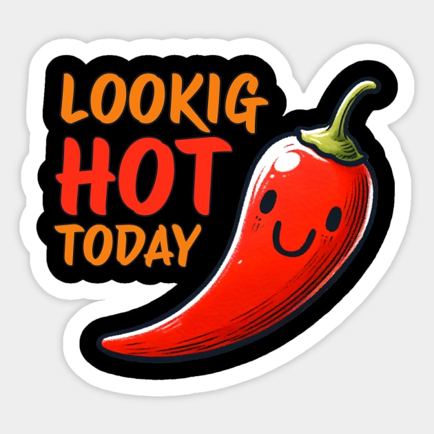 Looking Hot today Red Chili Design Sticker by DoodleDashDesigns